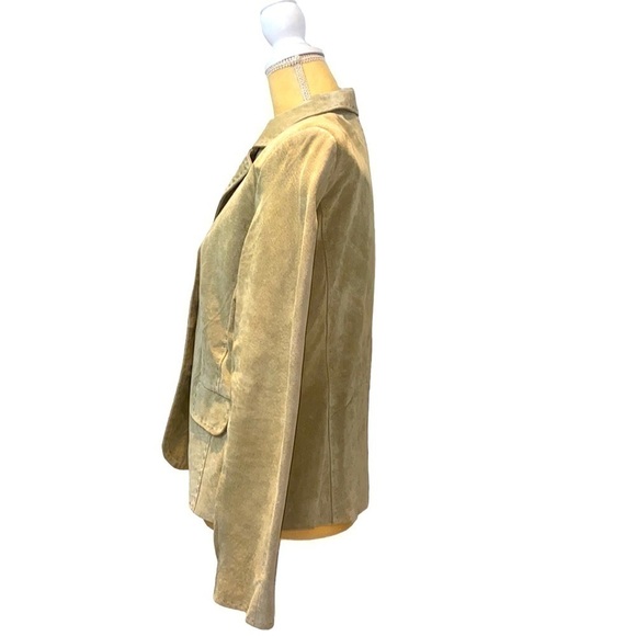 New Frontier sage green 💯 suede jacket/ blazer. Floral lining. Size 10. NWOT. - Picture 5 of 12